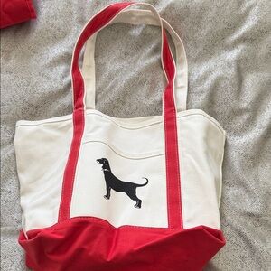 Stylish Black Dog  Red and White Dog canvas Tote Bag. Never used